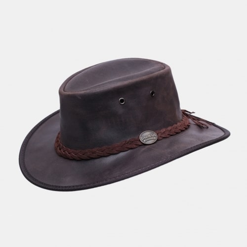 כובע בוקרים רחב שוליים עשוי מעור בקר עם שרוך סנטר Barmah 1063CD