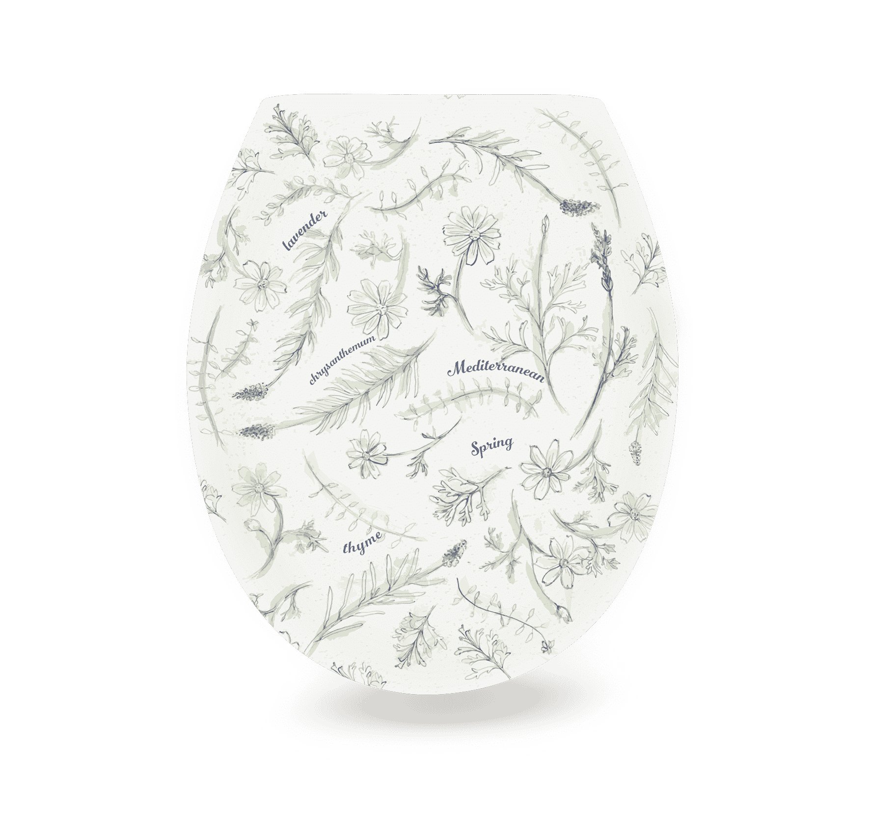 מושב אסלה הידראולי שליפה מהירה מודפס פרחי לבנדר