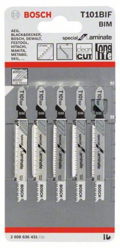 סט 5 להבי מסור אנכי לעץ מצופה בוש Bosch T101BIF