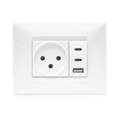מארז טריפל USB שקע כח מתאם ומסגרת BE לבנה 3 מודול ניסקו סוויץ’ | NISKO