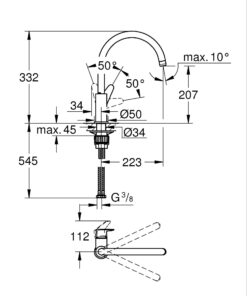 גרואה ברז פרח GROHE START CURVE QUICK FIX