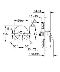 גרואה אינטרפוץ 3 דרך עגול כרום ניקל GROHE START
