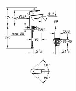 גרואה ברז פרח START EDGE פיה קצרה GROHE QUICK FIX